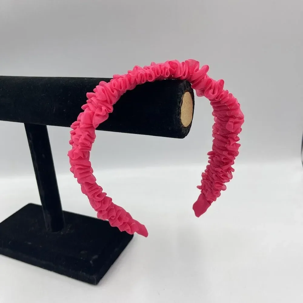 Ruffle Headbands Women Girls Handmade Pink Hair Accessories